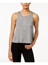 BAR III Womens Gray Heather Sleeveless Jewel Neck Top Size: M