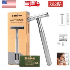 Double Edge Safety Razor for Men  Women, Metal Razor with 5 Double Edge Safe...