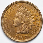 1907 Indian Head Penny Cent Choice Uncirculated Red Brown, But Looks Like Red!