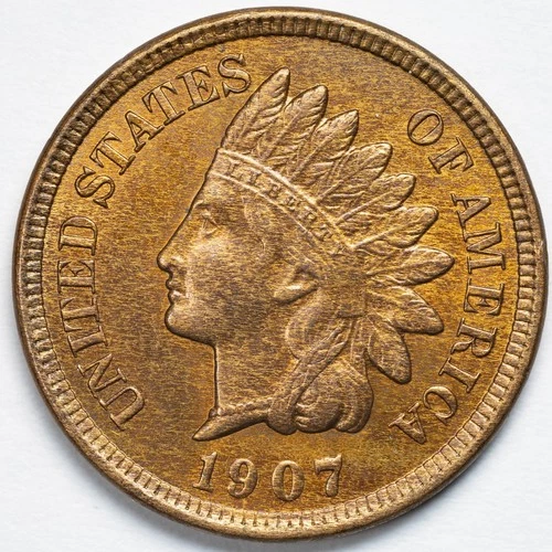 1907 Indian Head Penny Cent Choice Uncirculated Red Brown, But Looks Like Red!