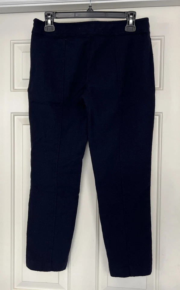 TORY BURCH Women’s Navy Wool Dress Pants Size 8 Unlined Side Zip Crop Preppy - Image 2 of 4