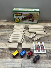 Vintage BRIO 33125 Wooden Wood Train Set Near Complete w/Box Extra Track Read