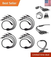 DC 1 Female to 4 Male Output Power Splitter Cable 4 Pcs 1 to 4 DC CCTV Camera...