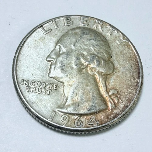 1964 SILVER WASHINGTON QUARTER  90% SILVER CIRCULATED COIN FREE SHIP #7593