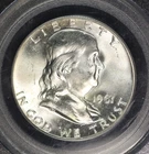 Franklin Silver Half Dollar 1961 P. PCGS MS-64 FBL Blast White Lot 9064-579-7207