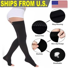 20-30mmHg Essential Best Support Compression Stockings-Thigh High,Open Toe Socks
