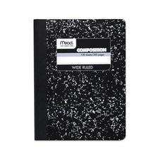 Mead Composition Book Wide Ruled 7.5"X9.75" Black Marble Cover 100 Sheet School