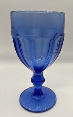 Vintage Libbey Duratuff Gibraltar Cobalt Blue Water Goblet Glass 6.75  EUC