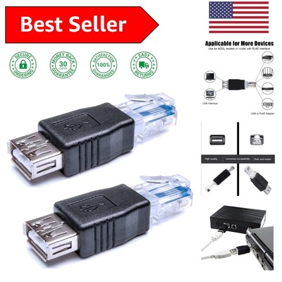Compact Ethernet to USB Adapter for ADSL Modem and VoIP - 2PCS in Black