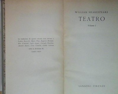 William Shakespeare Theater Band 1 Sansoni