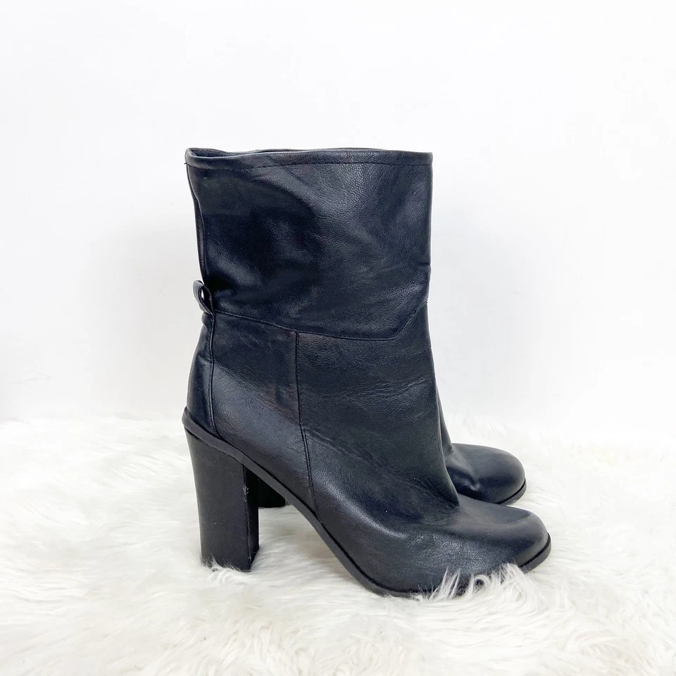 Wild Diva 10 Womens Black Faux Leather Heeled Boots - Image 2 of 4