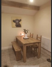 Rustic, Farmhouse Dining Table, 2 Chairs And A Bench
