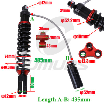 Amortiguador De Aire Trasero Para Yamaha Banshee YFZ450 (2006-2012) - Marca OUMURS, Longitud 485mm
