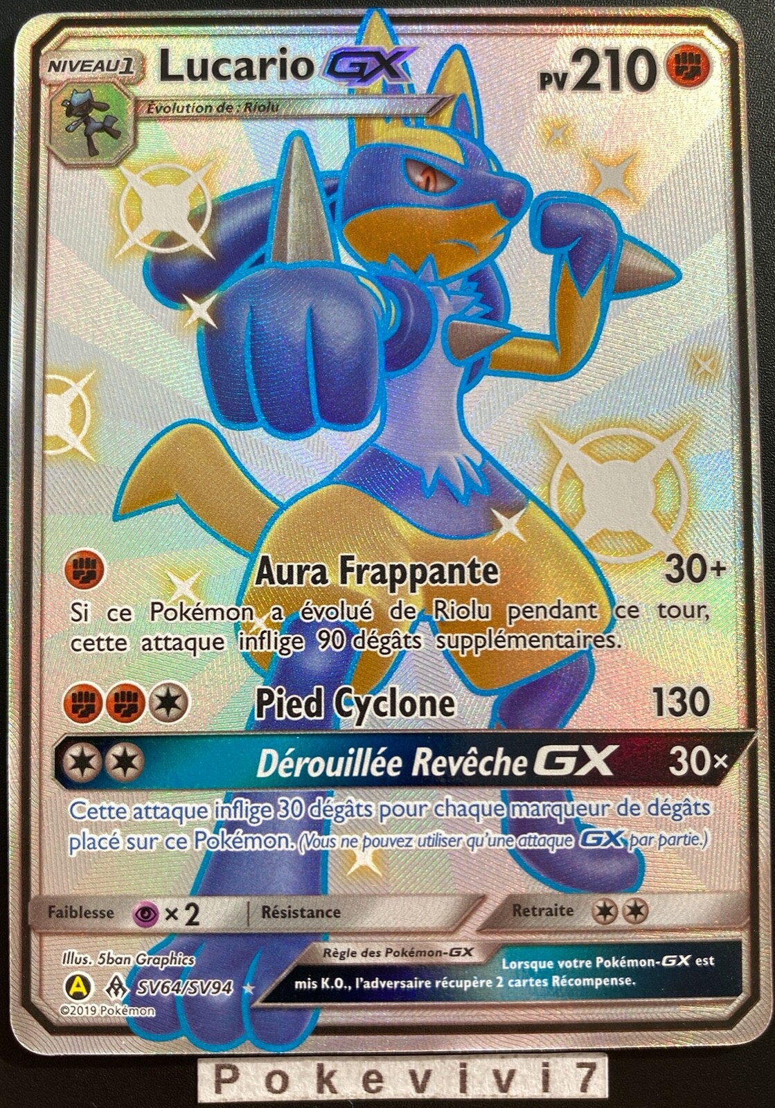 Pokemon card lucario sv64/sv94 gx secret shiny sun and moon sl11.5 fr new |  eBay