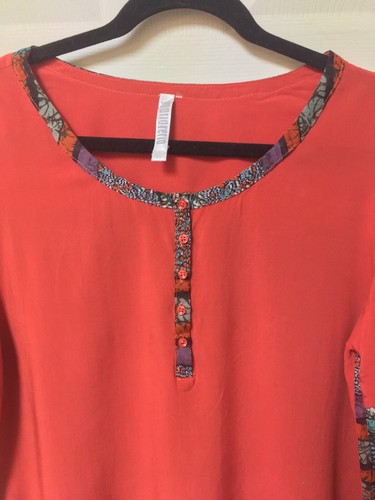 Maria Rerio Orange Boho Tunic Top Dress Fringe Tassels Large EUC! - Picture 8 of 10