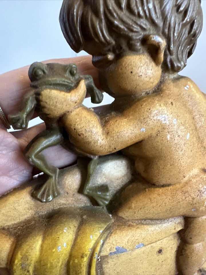 Sexton 1975 Cast Metal Wall Hanging Art Little Boy & Frog Taking A Bath Tub USA eBay