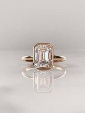 3.20 Ct Emerald Cut Lab-Created Diamond Wedding Ring 14K Yellow Gold Finish