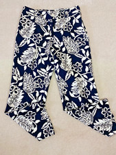 Talbots Ankle Black White Floral Pant 10P 100 Cotton Straight Leg Velvet Finish