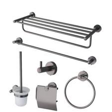 Gray Bathroom Shower Accessories Paper Holder Toilet Brush Rack Wall Mounted