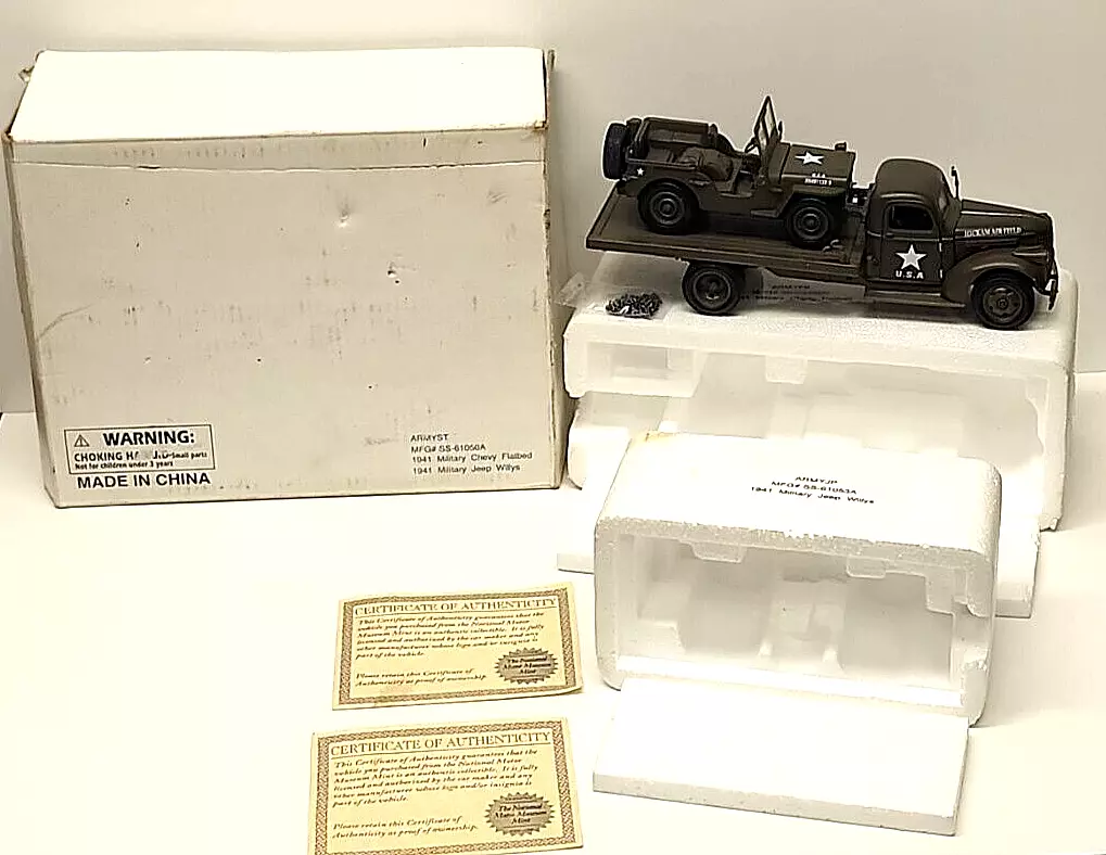 New Ray NMMM 1941 Military Jeep Willys & Chevy Flatbed SS61050A w/COA NIB