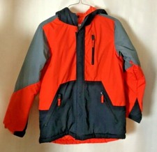 The Children's Place Jacket Size L 10/12 Puffy Insulated Orange Black Double Zip