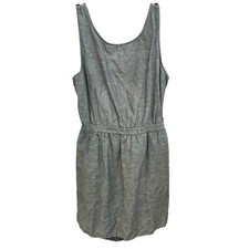 Gap Linen Blend Mini Dress Sleeveless Tie Back Casual Blue Size L