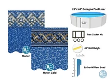 SmartLine 25' x 48" Decagon Liner Fits Esther Williams / Johnny Weismuller Pool