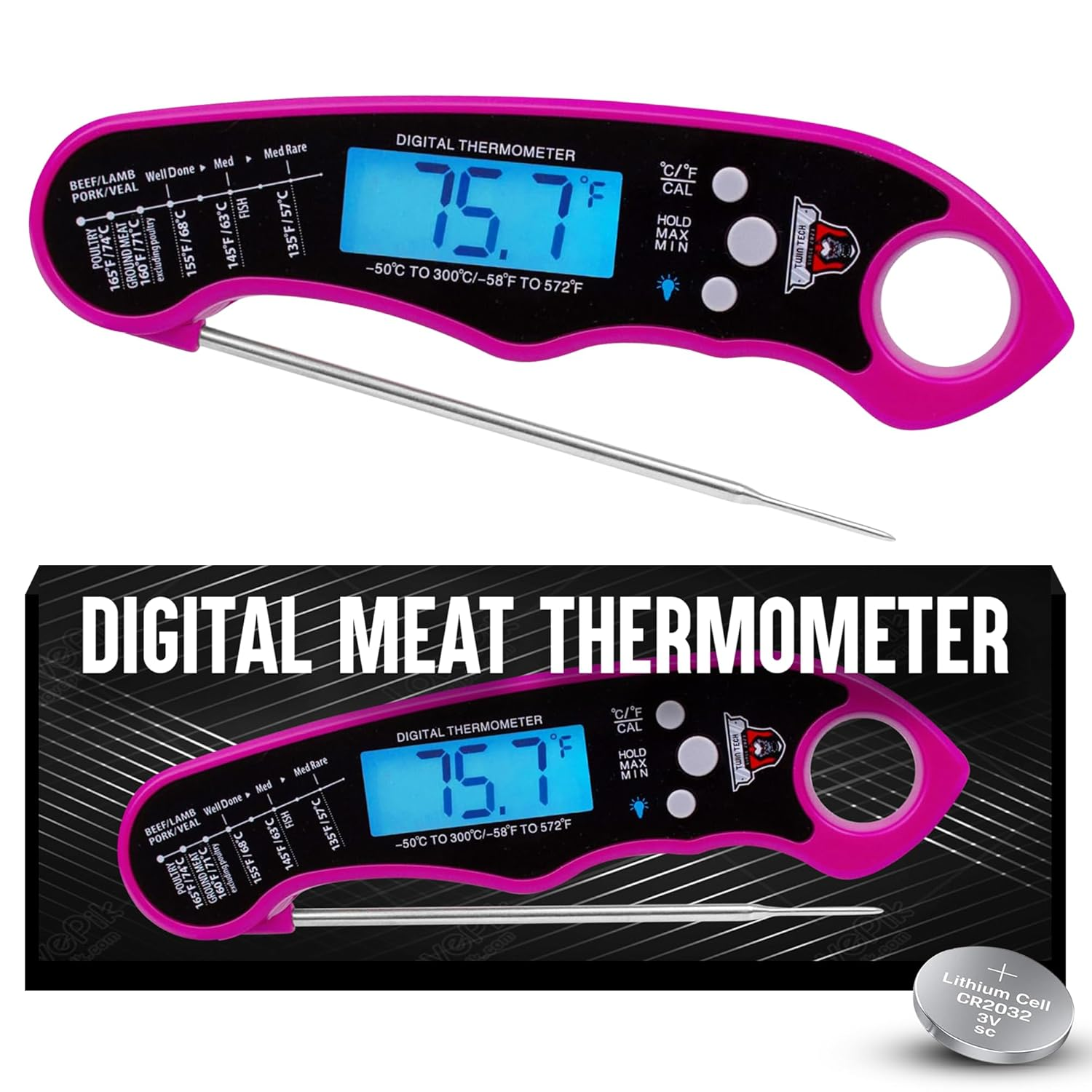 Digital Meat Thermometer | Battery-Powered Wireless Temp Probe for Grilling and-image