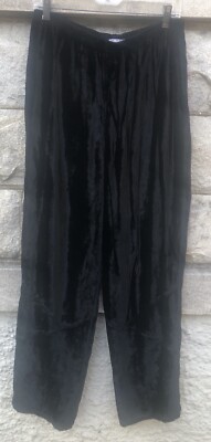 Elegant Black 100% Rayon RUSS BERENs MALIBU VELVET PANTs LaRge USA made