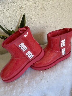Women's UGG CLASSIC CLEAR MINI Samba RED BOOTS- size 7- #1113190