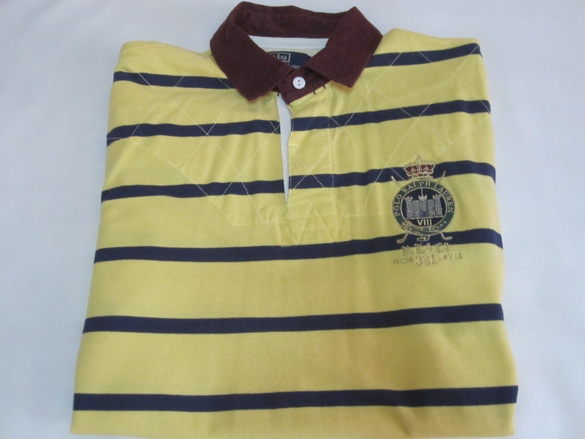 Vintage Polo Ralph Lauren Castle Golf Crest Striped Rugby Shirt