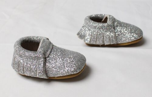 Dash Of Glitter Baby Girl's Glitter Slip On Moccasins LB3 Silver Size 0-3 Months - Picture 4 of 8