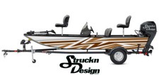 Brown Abstract Zig-Zag Style Lines Design Wrap Fishing Bass Boat Vinyl Decal USA