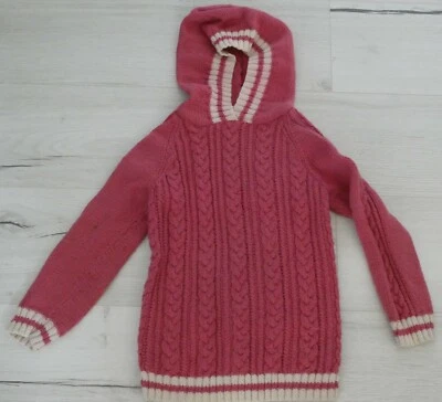 4 ans : Pull fait main à capuche rose - Photo 1/4