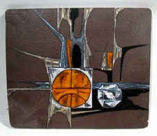 Midcentury Italian Pottery Abstract Wall Plaque Tile Raymor