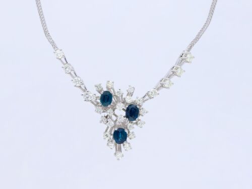 Collier 3,25 ct. Brillanten Diamanten Saphire 750 Gold 18 Karat Deta Schmuck