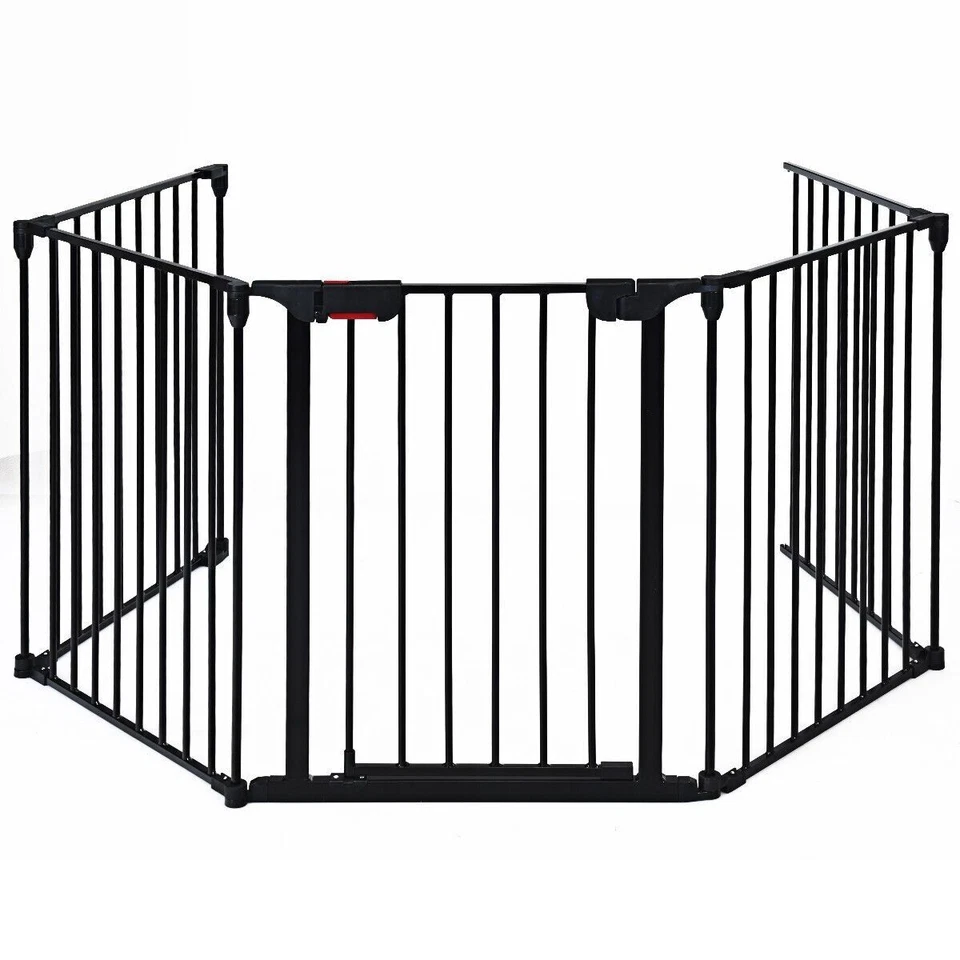 COSTWAY 5 Panel Fireplace Fence Baby Pet Safety Gate Playpen Adjustable Room Divider