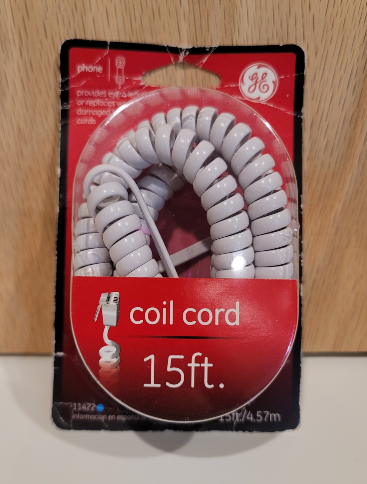 GE 15ft Curly Coil Cord Handset Cord White 11422 Landline Land Line New