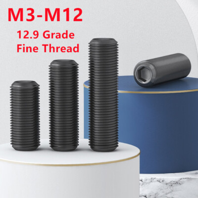 Fine Thread Flat Point Socket Set / Grub Screws Steel Select Size M3 - M12  