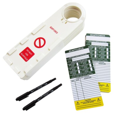 Gerüstkontrolle Inspektionsschild Set x 10 Halter + 20 doppelseitige Einsätze