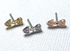 1pc CZ Paved Heart Arrow 20g Nose Ring Stud 316L Surgical Steel