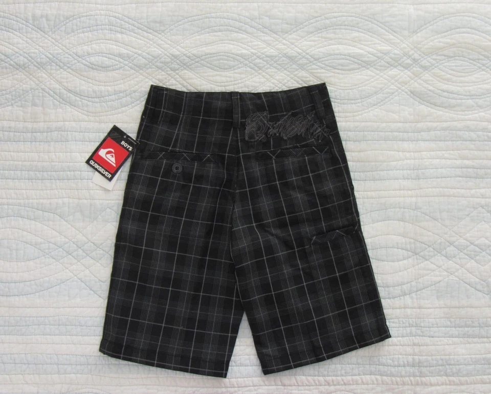 NUEVO CON ETIQUETAS QUIKSILVER It's All Good Boys S 22 23 Pantalones Cortos a Cuadros Negro Bermudas Niños Parte Inferior Foto 4 de 4
