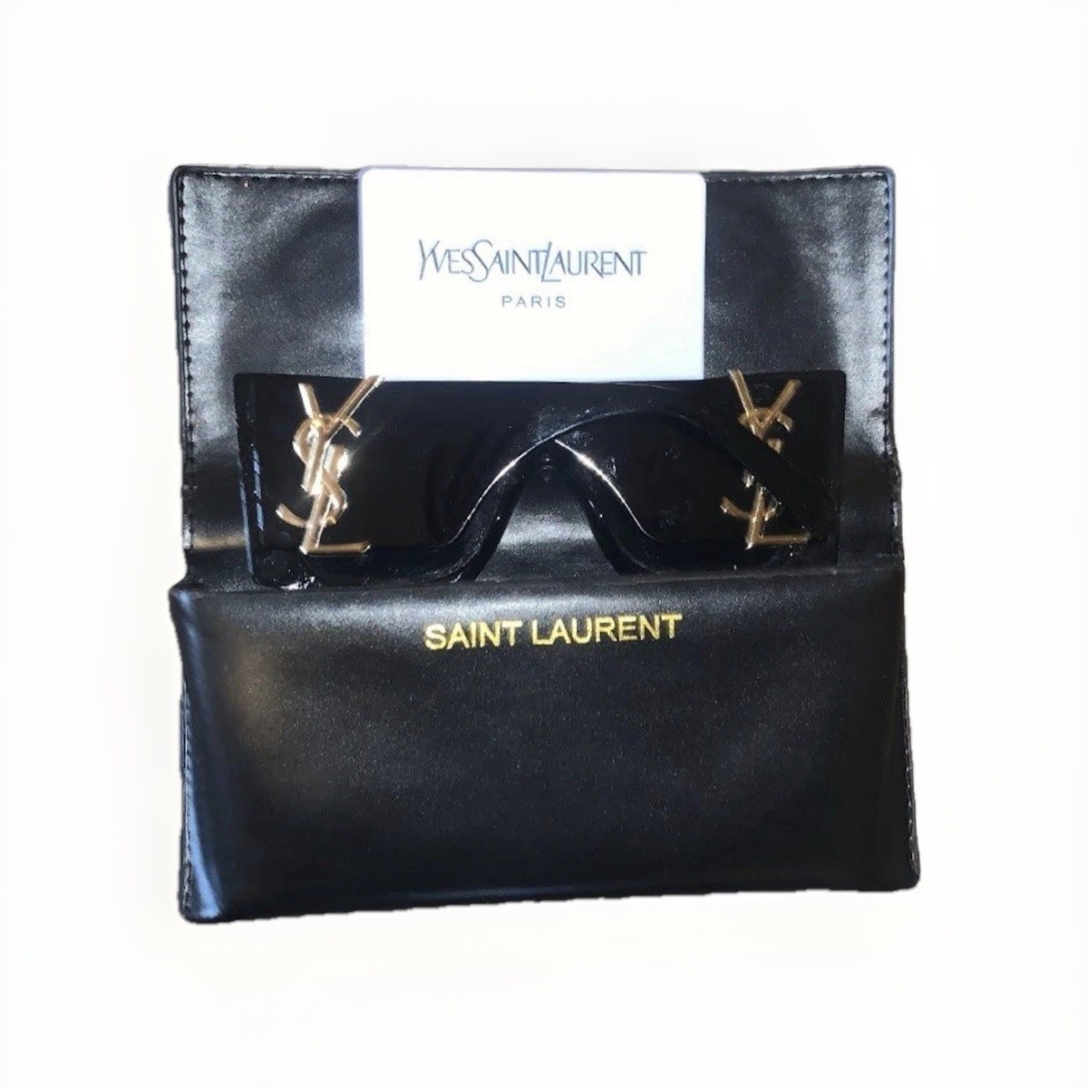 Saint Laurent Black Sunglasses with Gold YSL Logo YSL Logo Sunglasses – Two Skirts main image 3