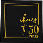 Cheers to Years Cocktail Napkins - 50 PK - 3-Ply Birthday Napkins 5X5 Inches Dis