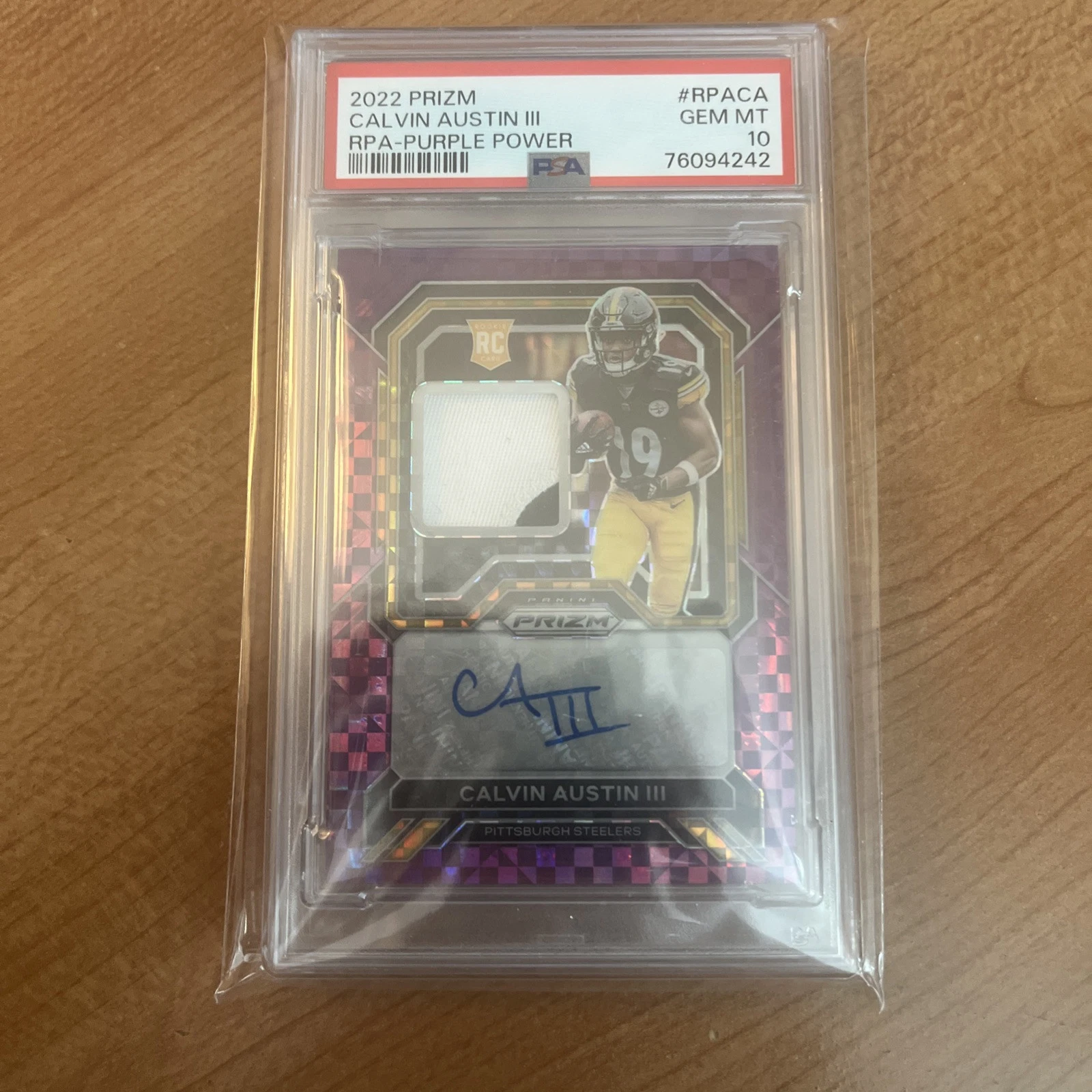 Calvin Austin Panini Prizm Rookie Patch Autographs #RPACA Purple Power
