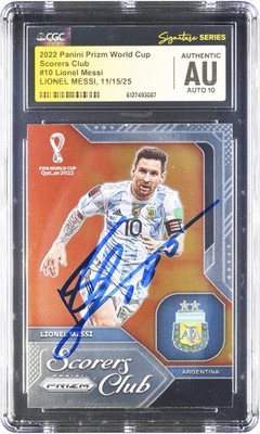Lionel Messi Argentina FC Signed 2022 Panini Prizm World Cup #10