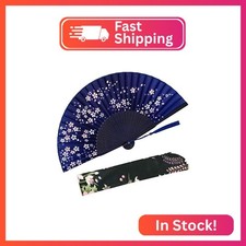 Zolee Small Folding Hand Fan - Chinese Japanese Vintage Bamboo Silk Fans - for D