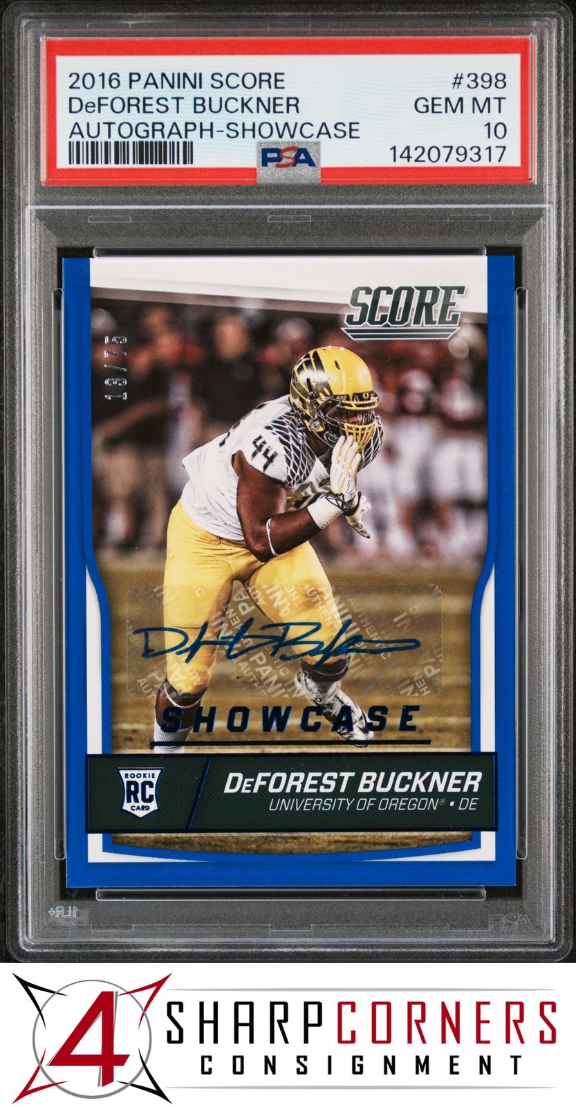 DeForest Buckner Panini Score #398 Autograph-Showcase