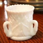 VTG Milk Glass Westmoreland Toothpick Holder Three Swans in Cat Tails