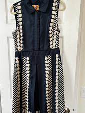 Tory Burch Silk Midi Dress Pre-Fall 2009 Size 2 White and Blue Pattern